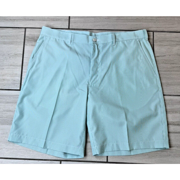 Alan Flusser Men's Performance Golf Short Microfiber Size 38 Green Pin Stripe - Picture 1 of 4